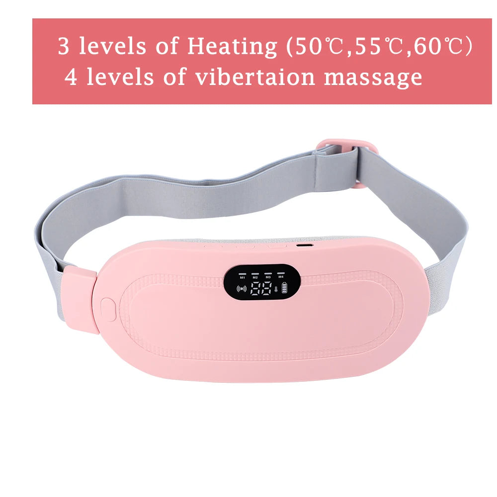 Electric Women Period Massager Heating Pad Abdominal Warmer Belt Vibration Machine 5 Levels Hot Compress Smart Timer Winter Warm