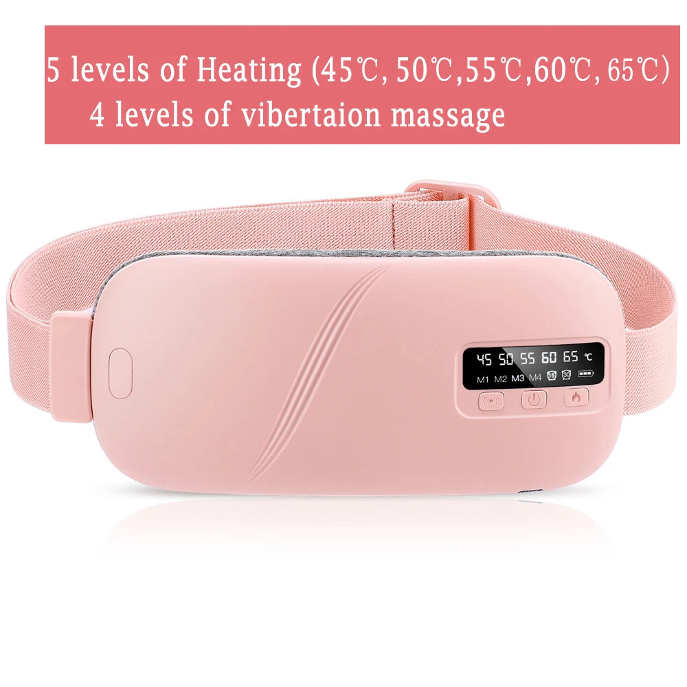Electric Women Period Massager Heating Pad Abdominal Warmer Belt Vibration Machine 5 Levels Hot Compress Smart Timer Winter Warm
